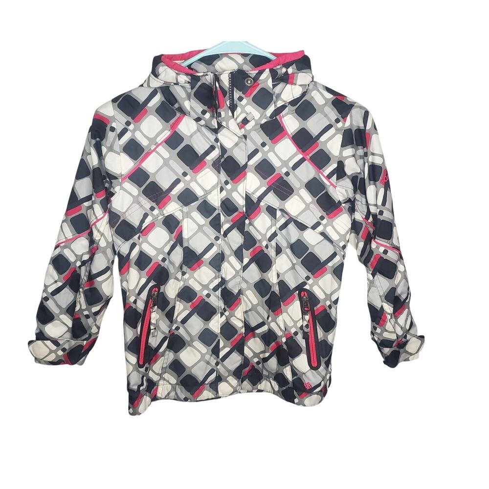 Columbia Kids Omni-Tech Jacket Size 6 Grey Black Print Hooded Ski Windbreaker